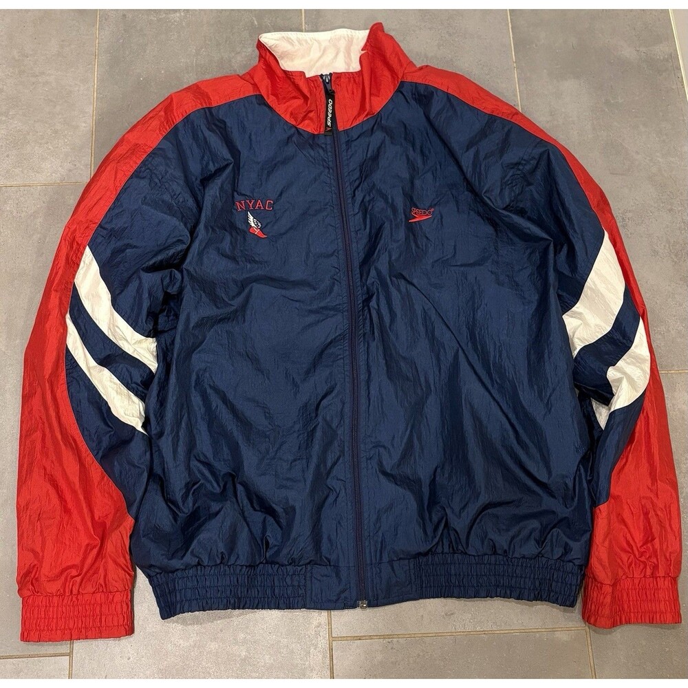 NYAC New York Athletic Club Swim Team Speedo Red White Zip Windbreaker XL